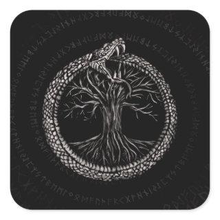 Ouroboros with Tree of Life Square Sticker