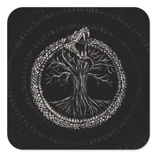 Ouroboros with Tree of Life Square Sticker