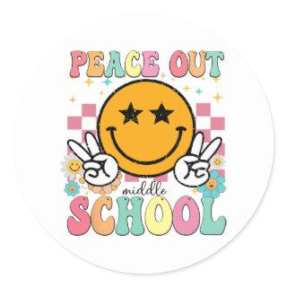 Out Middle School Groovy Graduation Last Day Of Sc Classic Round Sticker