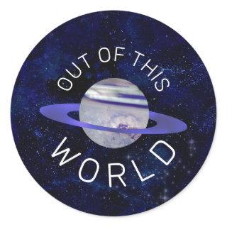 Out of This World Cosmic Blue Planet Space Stars Classic Round Sticker