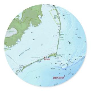 Outer Banks Map Classic Round Sticker