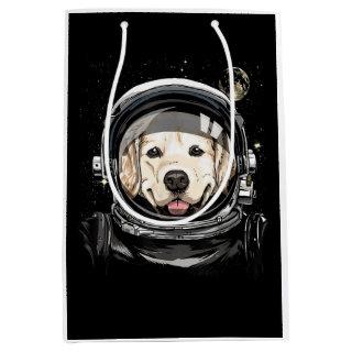 Outer Space Astronaut Golden Retriever Lover Pet D Medium Gift Bag