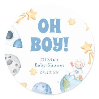 Outer Space Baby Shower Round Sticker