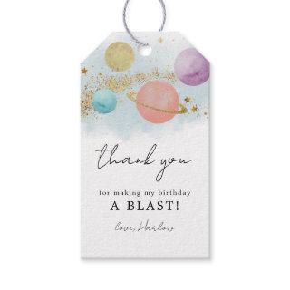 Outer Space First trip around sun Thank You Gift Tags