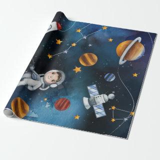 Outer Space Kids Birthday Watercolor