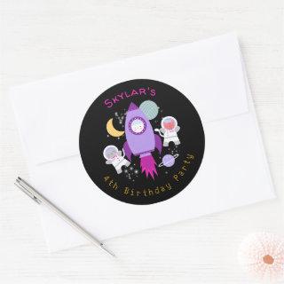Outer Space Kittens Cat Astronaut Girls Birthday Classic Round Sticker