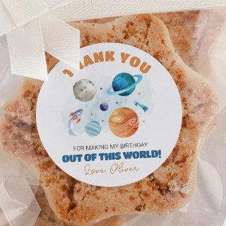 Outer Space Planets Birthday Party Classic Round Sticker