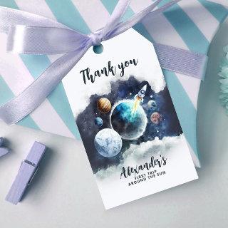 Outer Space Planets Rocket Ship Thank you Sticker Gift Tags