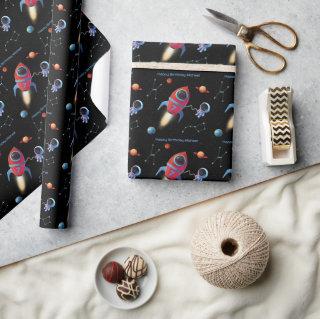 Outer Space Rocket Astronaut Planet Stars Birthday