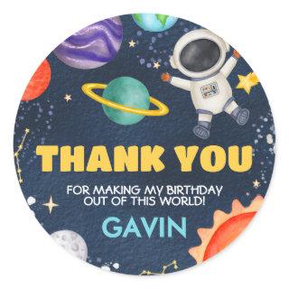 Outer Space Trip Around the Sun Birthday Party Classic Round Sticker