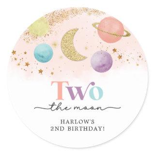 Outer Space Two the Moon 2nd Birthday Classic Round Sticker