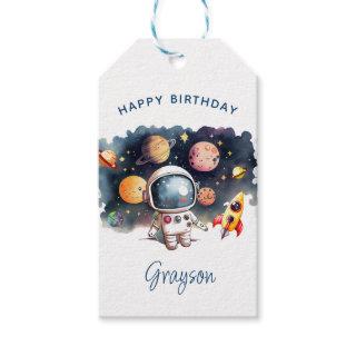 Outerspace Planets Happy Birthday Gift Tags
