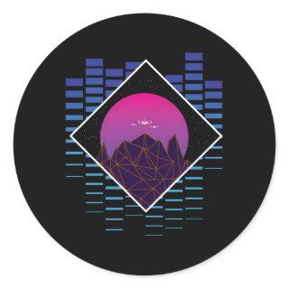 Outrun Synthwave Vaporwave Aesthetic Classic Round Sticker
