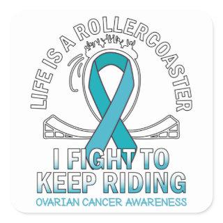 Ovarian cancer awareness teal ribbon square sticker