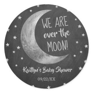 Over The Moon | Baby Shower Classic Round Sticker