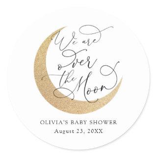 Over the Moon Baby Shower Classic Round Sticker