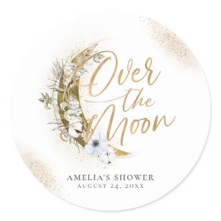 Over the Moon Boho Gold Dust & Clouds Classic Round Sticker
