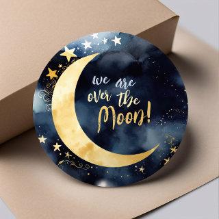 Over the Moon Celestial Baby Shower Stars Space Classic Round Sticker