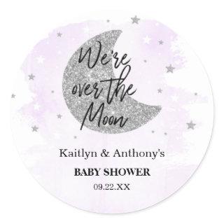 Over The Moon | Neutral Baby Shower Classic Round Sticker