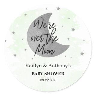 Over The Moon | Neutral Baby Shower Classic Round Sticker