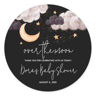 Over the Moon Nighttime Sky Baby Shower Thank You Classic Round Sticker