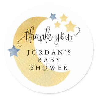 Over the Moon, Personalized Baby Shower Favor Classic Round Sticker