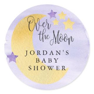 Over the Moon, Purple Personalized Classic Round Sticker