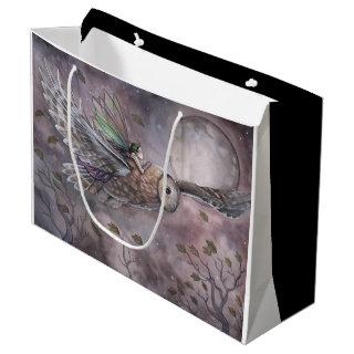 Owl and Fairy Fantasy Art by Molly Harrison Large Gift Bag