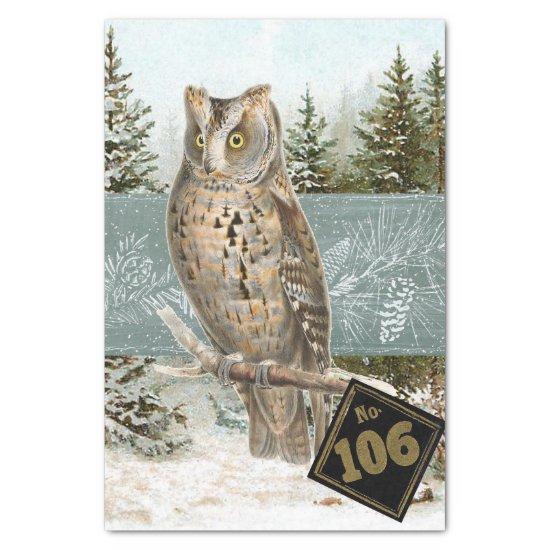 Owl Bird Snowy Forest Pinecone Number Decoupage  Tissue Paper