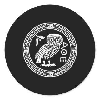 Owl Of Athena Ancient Greek Mythology Is Athena'S  Classic Round Sticker