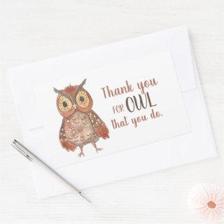 Owl Thank You Rectangular Sticker