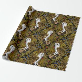 Owls, ferns, oak and berries 2