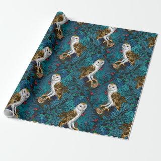 Owls, ferns, oak and berries 3