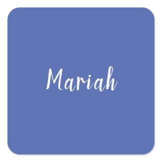 Own Name Minimalist Plain Calligraphy Script Blue Square Sticker