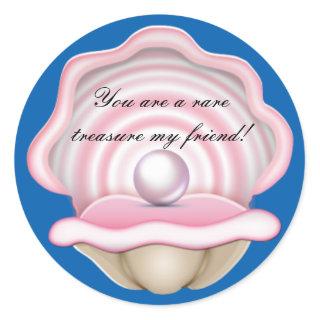 Oyster With Pearl Classic Round Sticker