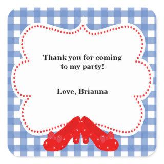 Oz Gingham Birthday Party Favor Sticker Labels