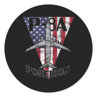 P-8 Poseidon Military Airplane Patriotic Classic Round Sticker