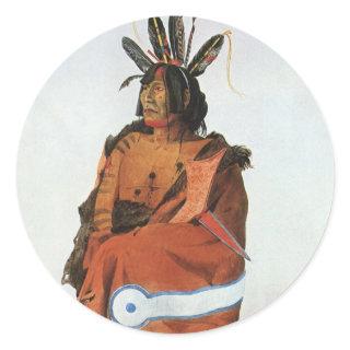 Pachtuwa-Chta, Arikara Warrior Portrait by Bodmer Classic Round Sticker