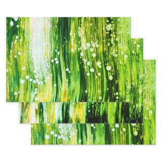Paint Pour Cells Swipe Abstract Art Green  Sheets