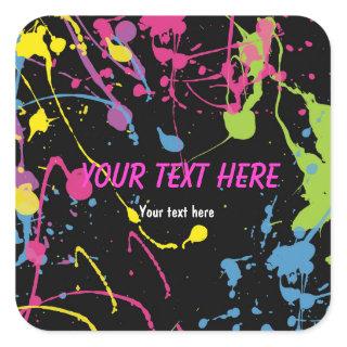 Paint Splatter glow 80's neon party sticker label
