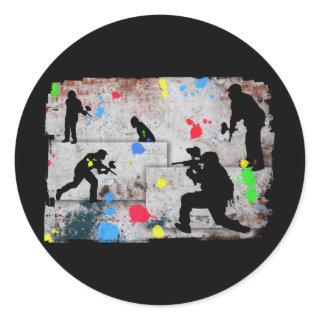 Paintball Battle Classic Round Sticker