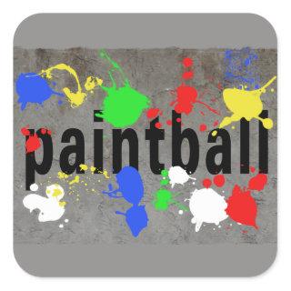 Paintball Splatter on Concrete Wall Square Sticker