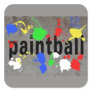 Paintball Splatter on Concrete Wall Square Sticker