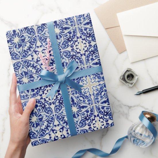 Painted Blue Tile Look - Mediterranean Courtyard