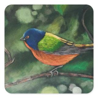 Painted Bunting Bird Square Sticker