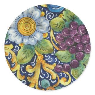 Painted Folk Art  Still life Classic Round Sticker