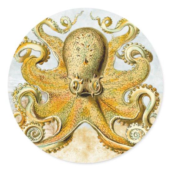 Painted Nautical Octopus Kraken Squid Classic Round Sticker