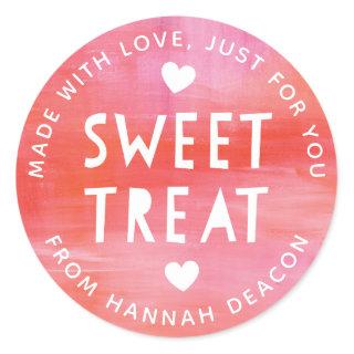 Painted Pink Red Sweet Treat Valentines Day Classi Classic Round Sticker