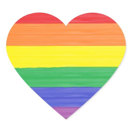 Painted Rainbow Flag Heart Sticker