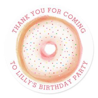Painted Rainbow Sprinkle Donut Thank You Classic Round Sticker